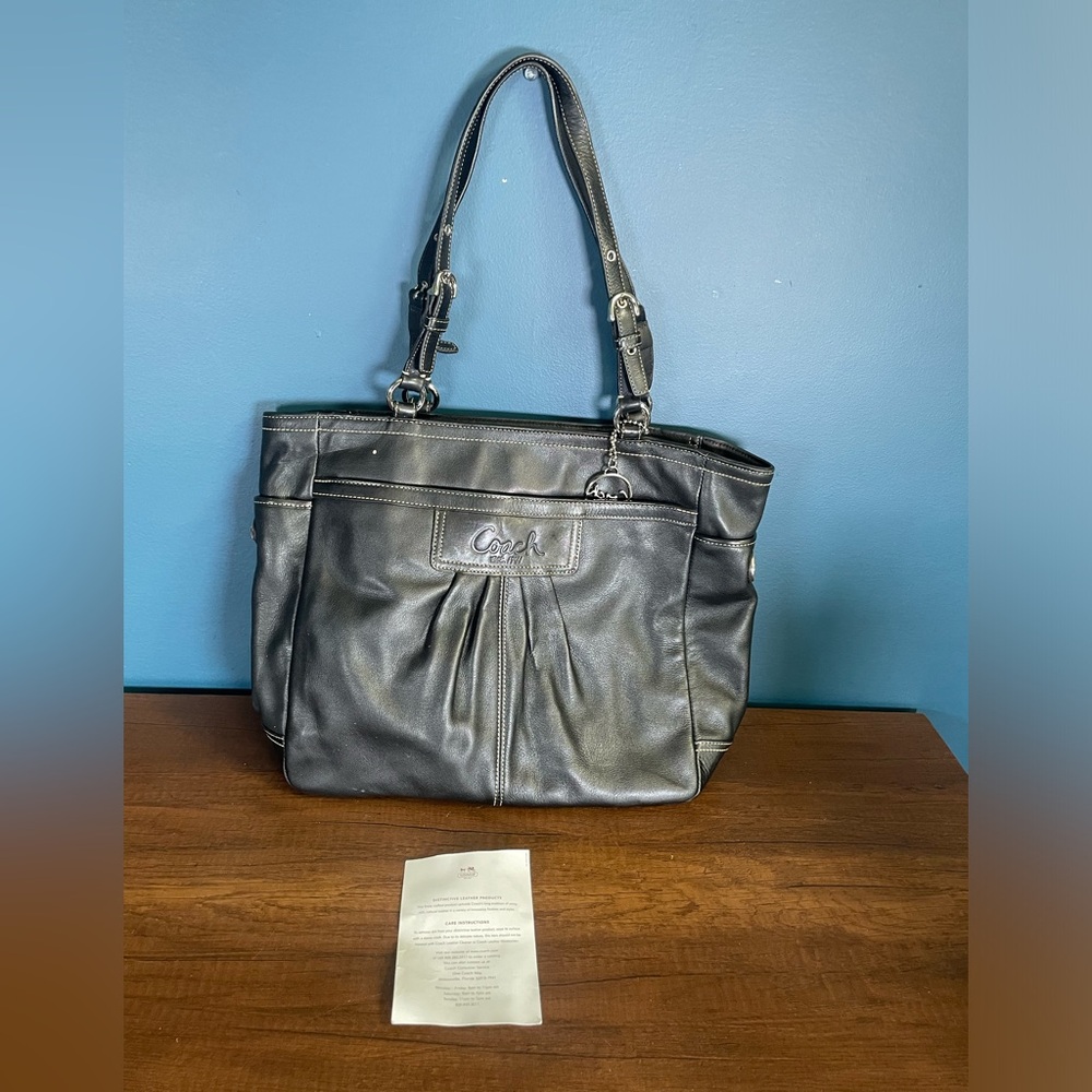 COACH Gallery City  Ashley Zip Tote Purse Shoulder Bag F14678 Black Leather Y2K